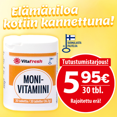 VitaFresh Monivitamiini SUPERTARJOUS: 30 tbl. 5,95 €